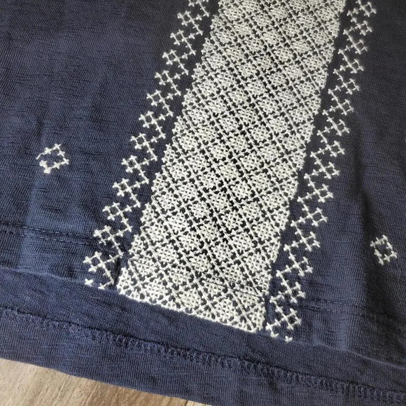 Talbots Navy Blue Embroidered Knit Top Blouse Size XP Plus Size Petite Boat Neck - Picture 10 of 15